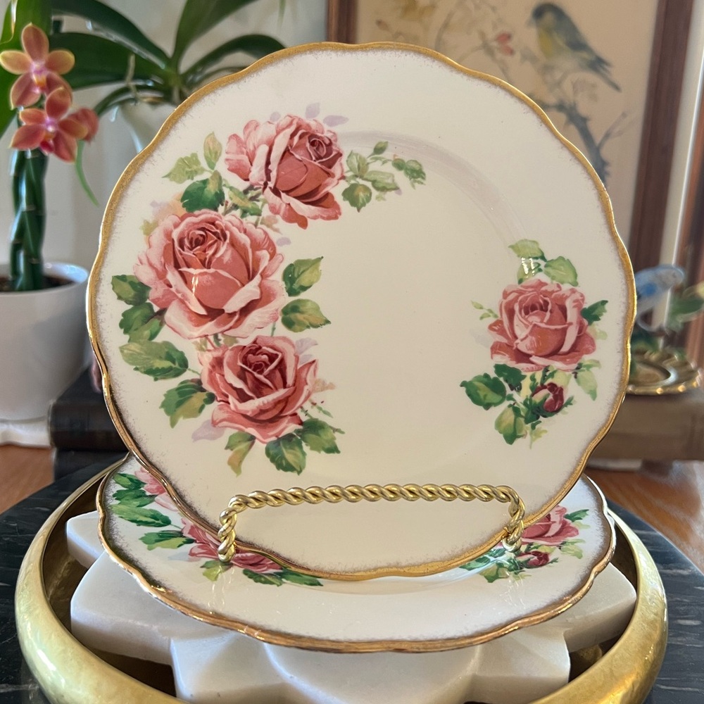 Pair of Queen Anne Lady Margaret Bread + Butter Dessert Side Plates Bone China